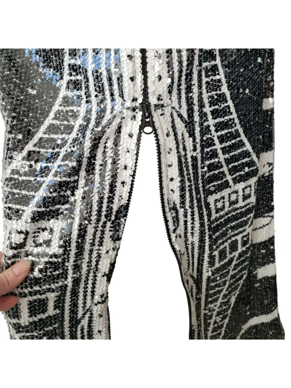 Kimberly Goldson $698 Dress Sequin Black White Brooklyn Graffiti Print Maxi - Picture 14 of 16